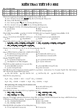 Kiểm tra 1 tiết số 2-Học kì 1 môn hóa