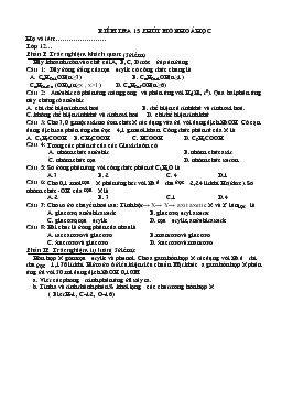 Kiểm tra 15 phút môn hoá học lớp 12
