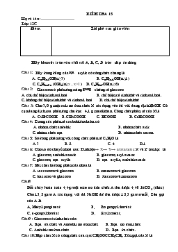 Kiểm tra 15 phút  môn hóa lớp 12c