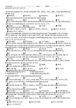 Kiểm tra 45 phút hoá 12