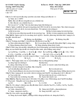 Kiểm tra học kì II - Năm học 2009-2010 môn: hoá học 12