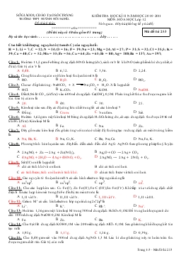 Kiểm tra học kì II năm học 2010-2011 môn: hóa học lớp 12