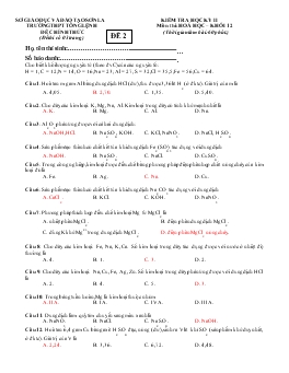Kiểm tra học kỳ II môn thi: hoá học – khối 12 (thời gian làm bài: 60 phút.)