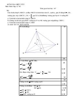 Kiểm tra một tiết môn hình học 12