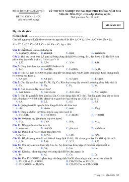 Kỳ 1 thi tốt nghiệp trung học phổ thông năm 2010 môn thi: hóa học - Giáo dục thường xuyên thời gian làm bài: 60 phút