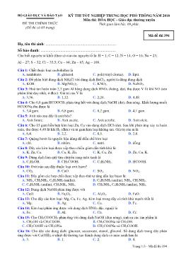 Kỳ 5 thi tốt nghiệp trung học phổ thông năm 2010 môn thi: hóa học - Giáo dục thường xuyên