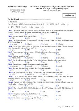 Kỳ 8 thi tốt nghiệp trung học phổ thông năm 2010 môn thi: hóa học - Giáo dục thường xuyên