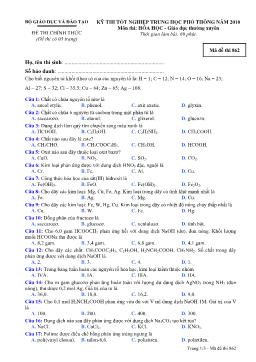 Kỳ 9 thi tốt nghiệp trung học phổ thông năm 2010 môn thi: hóa học - Giáo dục thường xuyên thời gian làm bài: 60 phút