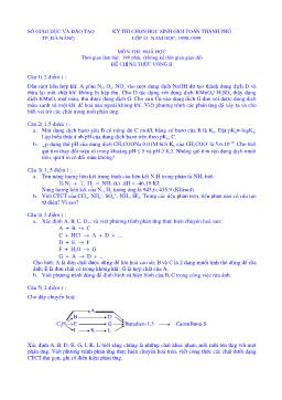 Kỳ thi 1 chọn học sinh giỏi toàn thành phố lớp 12 năm học 1998 - 1999 môn thi hóa học