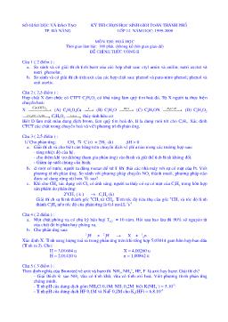 Kỳ thi 3 chọn học sinh giỏi toàn thành phố lớp 12 năm học 1998 - 1999 môn thi hóa học