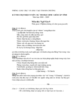 Kỳ thi chọn đội tuyển dự thi học sinh giỏi cấp tỉnh năm học 2008 – 2009 môn thi: ngữ văn 9