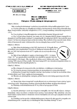 Kỳ thi chọn đội tuyển dự thi học sinh giỏi quốc gia lớp 12 thpt năm học 2010 - 2011 môn thi: sinh học