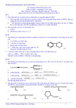 Kỳ thi chọn học sinh giỏi quốc gia lớp 12 năm học 1997 - 1998 môn thi hóa học