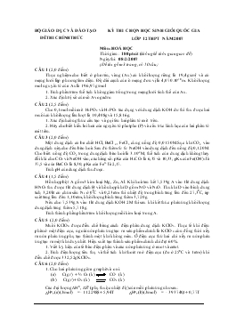 Kỳ thi chọn học sinh giỏi quốc gia lớp 12 thpt năm 2007 môn: hoá học thời gian : 180 phút