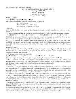 Kỳ thi chọn học sinh giỏi thành phố- Lớp 12- năm học : 2008-2009 môn thi : hóa học