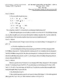 Kỳ thi học sinh giỏi cấp trường - Lớp 12 năm học: 2011 – 2012 môn: hoá học