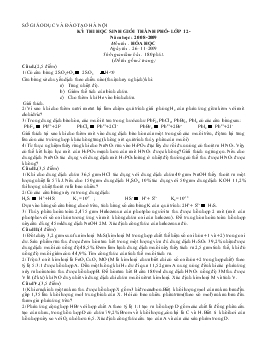 Kỳ thi học sinh giỏi thành phố- Lớp 12- năm học : 2008-2009 môn thi : hóa học
