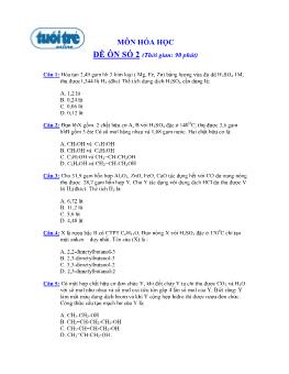 Môn hóa học đề ôn số 2 (thời gian: 90 phút)