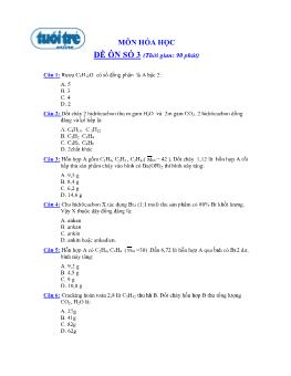 Môn hóa học đề ôn số 3 (thời gian: 90 phút)