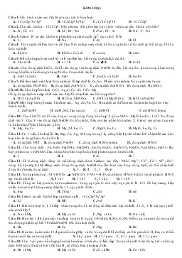 Một số câu hỏi trắc nghiệm Kim loại