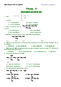 Ngân hàng trắc nghiệm chương 2: Hidrocacbon no