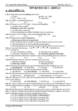 Ôn tập học kì 1 – khối 12 môn hóa học