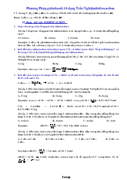 Phương Pháp giải nhanh 10 dạng Trắc Nghiệm hiđrocacbon (tiếp)