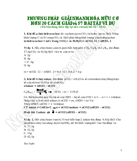 Phương pháp giải nhanh hóa hữu cơ hơn 20 cách giải và 57 bài tập ví dụ