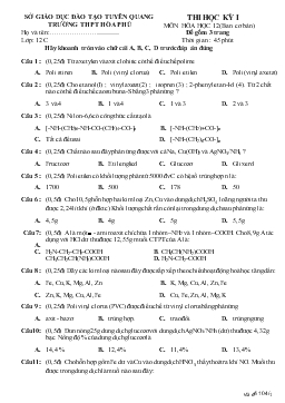 Thi học kỳ 1 môn hóa học 12 (ban cơ bản)