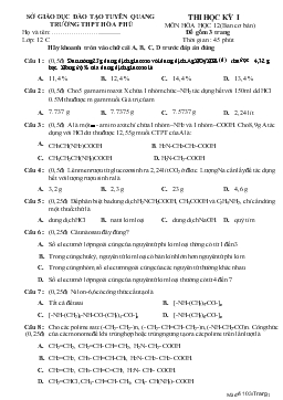 Thi học kỳ I môn hóa học 12 (ban cơ bản) thời gian : 45 phút