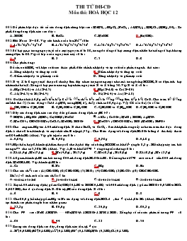 Thi tử đại học cao đẳng môn thi: hoá học 12