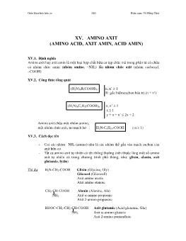 Bài giảng Amino axit (amino acid, axit amin, acid amin) (tiếp)
