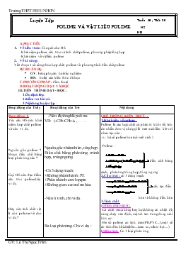 Bài giảng Tuần 10 - Tiết 30: Luyện tập polime và vật liệu polime