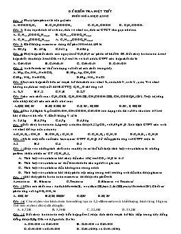 Đề kiểm tra một tiết môn hóa học 12