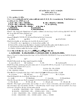 Đề kiểm tra trắc nghiệm môn: hóa 12/2 thời gian làm bài: 45 phút