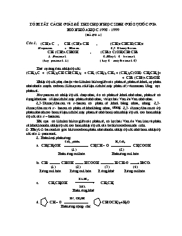 Đề thi chọn học sinh giỏi quốc gia môn hóa học 1998 - 1999