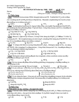 Đề thi học kì I năm học 2008 – 2009 môn hóa học lớp 12