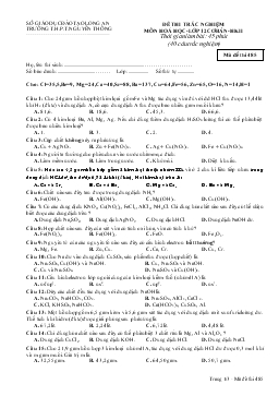 Đề thi trắc nghiệm môn hoá học-Lớp 12 cơ bản-học kì II thời gian làm bài: 45 phút