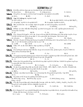 Kiểm tra 15 phút môn hóa học 12 (tiếp)