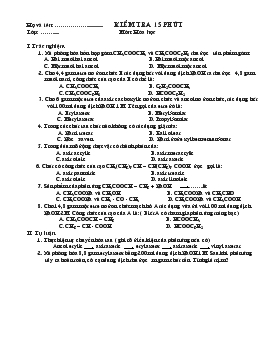 Kiểm tra 15 phút môn: hóa học 12