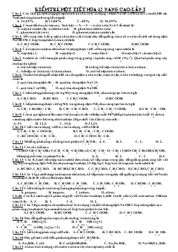 Kiểm tra một tiết hóa 12 nâng cao-Lần I