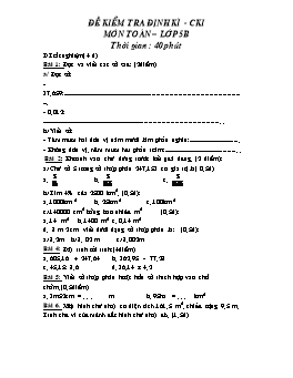 Đề kiểm tra định kì học kì I môn Toán lớp 5