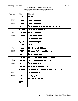 Giáo án các học môn lớp 2 - Tuần 34