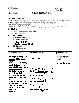 Giáo án môn Ngữ văn 6 - Tiết 60, 61: Cụm động từ