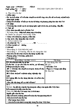 Giáo án Ngữ văn 9 - Tiết 25: Trả bài tập làm văn số 1