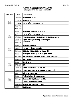 Kế hoạch bài dạy lớp 3 - Tuần 26