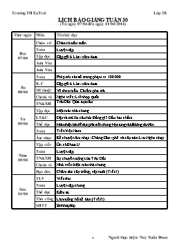 Kế hoạch bài dạy lớp 3 - Tuần 30