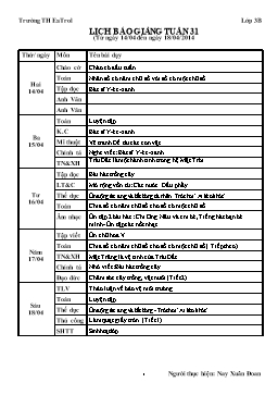 Kế hoạch bài dạy lớp 3 - Tuần 31
