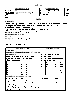 Kế hoạch bài học lớp 1 - Tuần 22