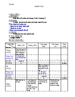 Giáo án Sinh học 6 - Tiết 20: Kiểm tra